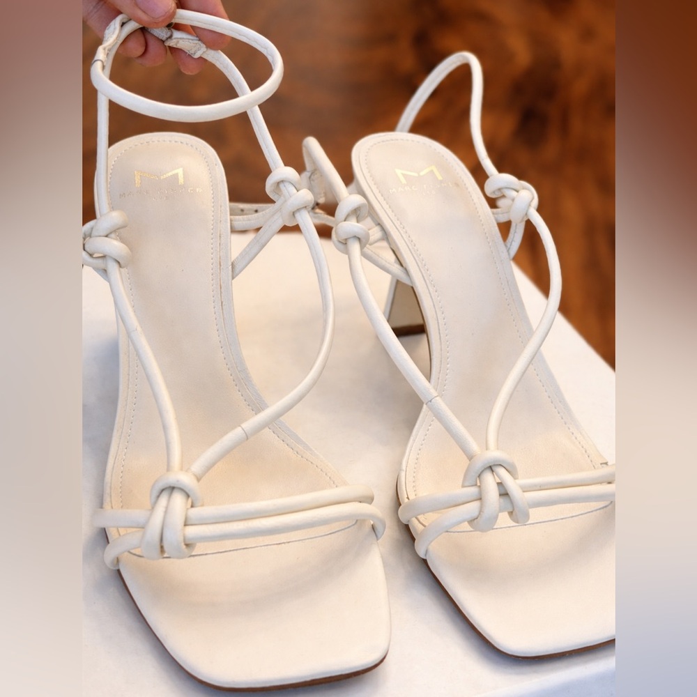 Marc Fisher LTD Milnalani Ivory Leather Strappy Heels Size 8M